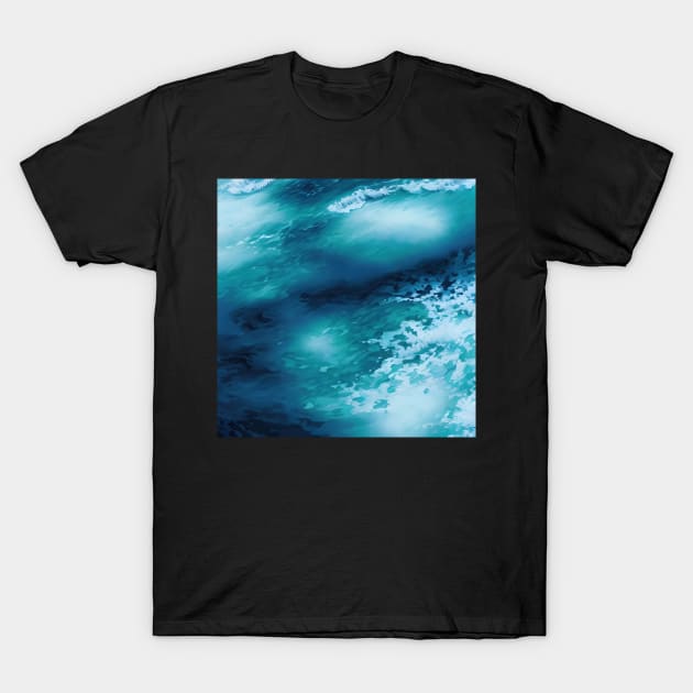 Blue ocean waves T-Shirt by Crestern